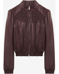 McQueen - Smocking Leather Jacket - Lyst