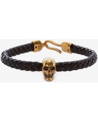 Alexander McQueen Skull Leather Bracelet - Black