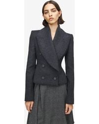 McQueen - Wool Felt Double-Breasted Coat - Lyst