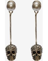 McQueen - Pave Skull Chain Earrings - Lyst