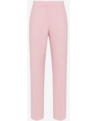 Alexander McQueen - Pink Leaf Crepe Cigarette Trousers - Lyst