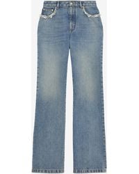 McQueen - Crystal Embroidery Straight Leg Jeans - Lyst