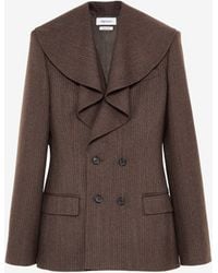 McQueen - Waterfall Collar Double-Breasted Jacket - Lyst