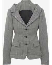 McQueen - Giacca Con Harness E Motivo Vichy - Lyst