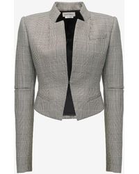 Alexander McQueen - Black Prince Of Wales Slashed Fitted Jacket - Lyst