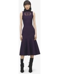 McQueen - Midikleid Mit Spitzeneinsatz - Lyst