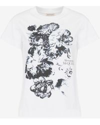 Alexander McQueen - Alexander Mc Queen White White imprimé T-shirt avec logo - Lyst