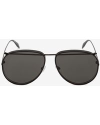 Alexander McQueen Aviator-Sonnenbrille aus Metall mit Piercing-Detail - Schwarz