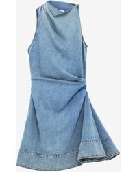 McQueen - Denim Asymmetric Mini Dress - Lyst