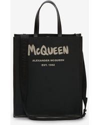 Alexander McQueen Edge tote bag mit mcqueen-graffiti-motiv - Schwarz