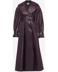 Alexander McQueen - Purple Cocoon Sleeve Leather Trench Coat - Lyst
