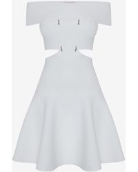 Alexander McQueen Off-the-shoulder Slashed Mini Dress - White