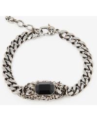 Alexander McQueen - Silver Ivy Skull Chain Bracelet - Lyst