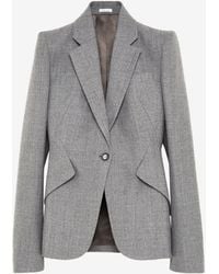 McQueen - Einreihige Jacke Aus Wolle Mit Nadelstreifenmuster - Lyst
