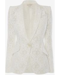Alexander McQueen Veste en dentelle ornée de fleurs en voie d'extinction - Blanc