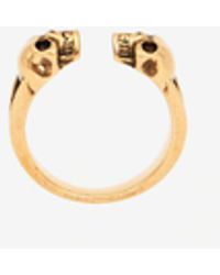 Alexander McQueen Twin Skull Ring - Metallic