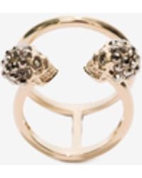 McQueen - Skull Brass Double Ring - Lyst