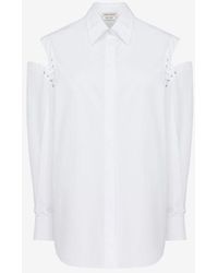 Alexander McQueen - White Lace Detail Slashed Cocoon Shirt - Lyst