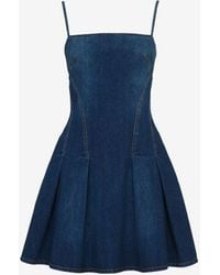Alexander McQueen - Blue Denim Mini Dress - Lyst