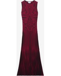 McQueen - Graphic Lines Knit Midi Dress - Lyst
