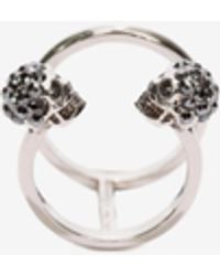 McQueen - Skull Crystal-embellished Layered Ring - Lyst