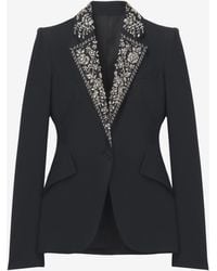 McQueen - Embroidered Lapel Single-Breasted Jacket - Lyst
