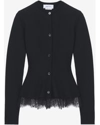 McQueen - Lace Trim Peplum Cardigan - Lyst
