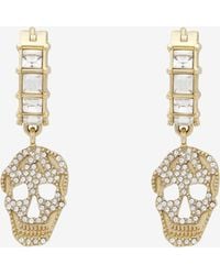 McQueen - Pavé Skull Hoop Earrings - Lyst