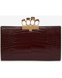 Alexander McQueen - Four Ring Embellished Croc-effect Leather Pouch - Lyst
