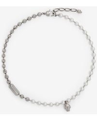 McQueen - Skull & Pearl Necklace - Lyst