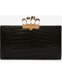 Alexander McQueen - Four-ring Croc-embossed Leather Clutch - Lyst