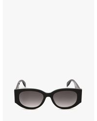 Alexander McQueen - Black Mcqueen Graffiti Oval Sunglasses - Lyst