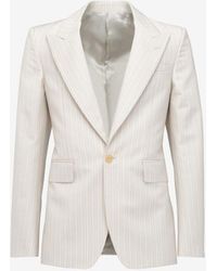 Alexander McQueen - Grey & Silver Neat Shoulder Single-breasted Jacket - Lyst
