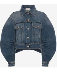 Alexander McQueen Blue Cocoon Sleeve Denim Jacket
