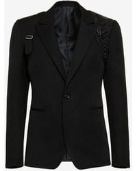 Alexander McQueen - Embroidered Harness Single-breasted Blazer - Lyst