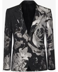 Alexander McQueen - Black Wax Flower Single-breasted Jacket - Lyst
