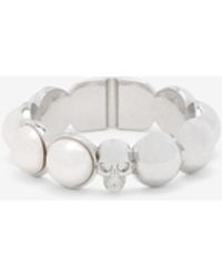 McQueen - Skull & Pearl Ring - Lyst
