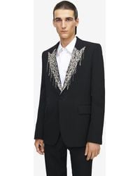 McQueen - Crystal Embroidery Single-Breasted Jacket - Lyst
