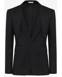 McQueen - Wool Lapel-Detail Blazer - Lyst