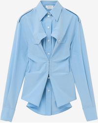 McQueen - Gathered Long-Sleeved Shirt - Lyst