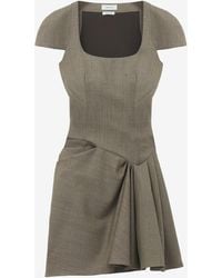McQueen - Asymmetric Gathered Mini Dress - Lyst