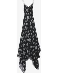McQueen - Silk Skull Print Evening Dress - Lyst