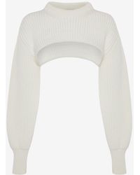white cropped knit cardigan
