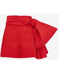 Alexander McQueen - Red Tailored Bow Shorts - Lyst