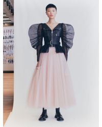 Alexander McQueen Veste Biker en tulle - Noir