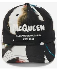 Alexander McQueen Cappello da baseball graffiti acquerello - Nero