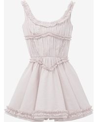 McQueen - Pleated Ruffle Pinstripe Mini Dress - Lyst