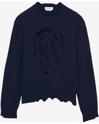 McQueen - Distressed Skull Jumper - Lyst