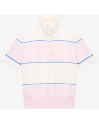 McQueen - Ruffle Trim Striped Top - Lyst