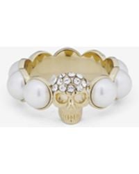 McQueen - Skull And Pearl Ring - Lyst